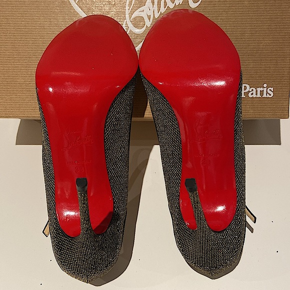 Christian Louboutin 1 EN8 100 Glitter York Gold/Black - Picture 7 of 12